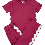 Elena Ric Rac Pant Set - Raspberry - Sugar Babies Children's Boutique/Meg's Shoppe