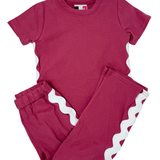Elena Ric Rac Pant Set - Raspberry - Sugar Babies Children's Boutique/Meg's Shoppe