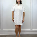 Eliza Eyelet Mini Dress - Off-White Short Dresses Jodifl