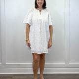 Eliza Eyelet Mini Dress - Off-White Short Dresses Jodifl
