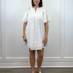 Eliza Eyelet Mini Dress - Off-White Short Dresses Jodifl