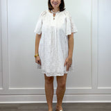 Eliza Eyelet Mini Dress - Off-White Short Dresses Jodifl