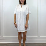 Eliza Eyelet Mini Dress - Off-White Short Dresses Jodifl