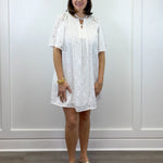 Eliza Eyelet Mini Dress - Off-White Short Dresses Jodifl