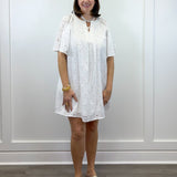 Eliza Eyelet Mini Dress - Off-White Short Dresses Jodifl