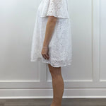 Eliza Eyelet Mini Dress - Off-White Short Dresses Jodifl