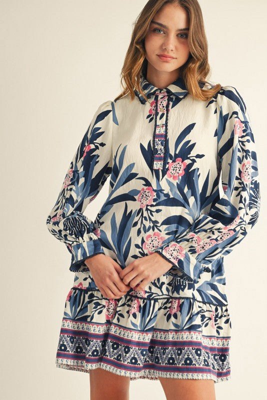 Eloise Botanical Button-Down Dress Short Dresses Jodifl