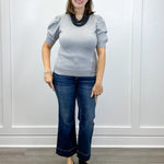 Eloise Puff Sleeve Sweater - Heather Gray - Sugar Babies Children's Boutique/Meg's Shoppe