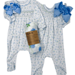 Eloise's Classics Sky Blue Smocked Footie Baby Sleepwear Magnolia Baby