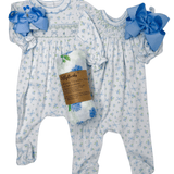 Eloise's Classics Sky Blue Smocked Footie Baby Sleepwear Magnolia Baby
