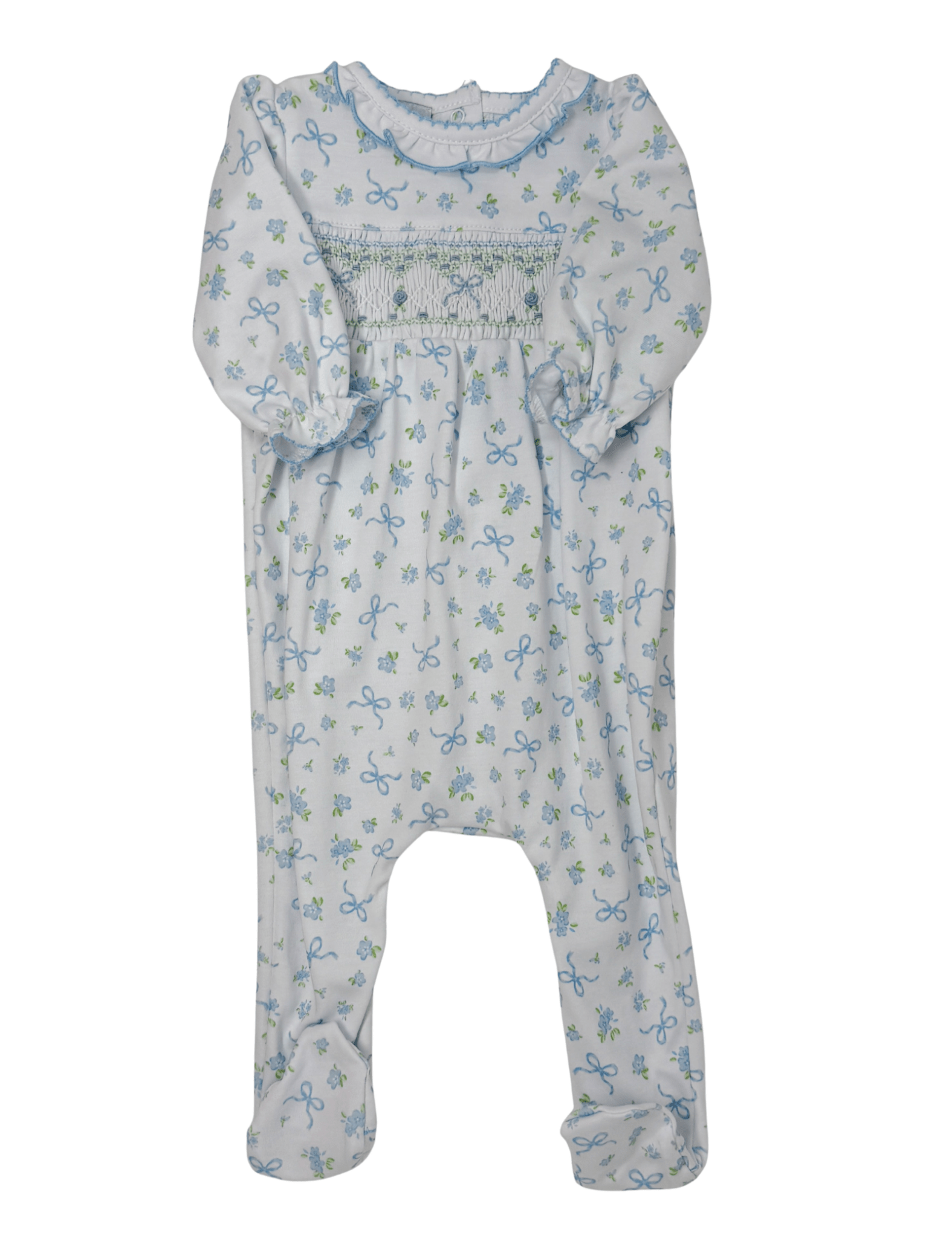 Eloise's Classics Sky Blue Smocked Footie Baby Sleepwear Magnolia Baby