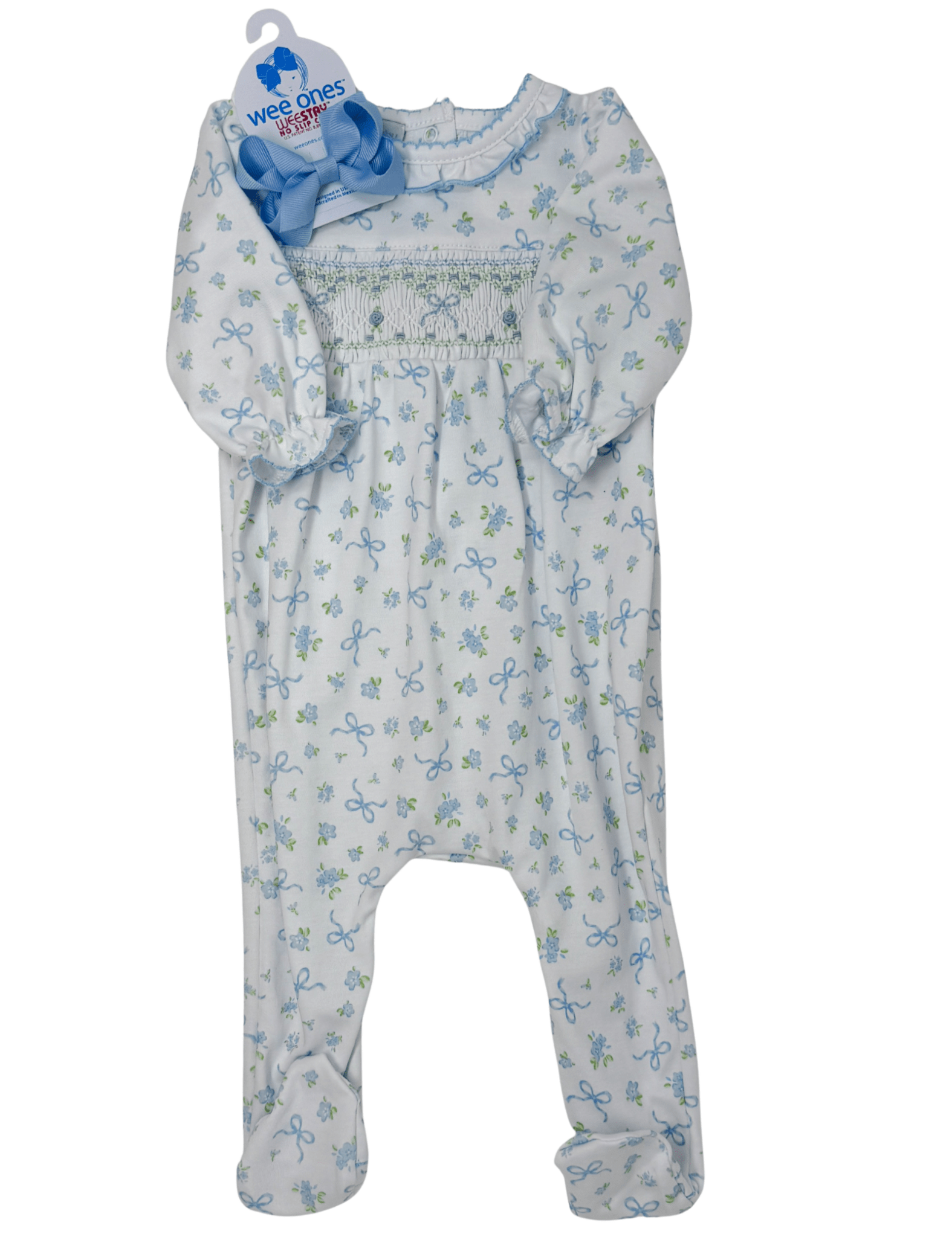 Eloise's Classics Sky Blue Smocked Footie Baby Sleepwear Magnolia Baby