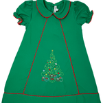 Embroidered Christmas Tree Dress - Green Girls Occasion Dresses Sweet Dreams