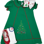 Embroidered Christmas Tree Dress - Green Girls Occasion Dresses Sweet Dreams