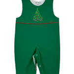 Embroidered Christmas Tree Longall - Green Boys Bubbles + Rompers Sweet Dreams