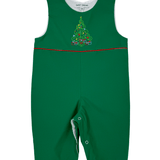 Embroidered Christmas Tree Longall - Green Boys Bubbles + Rompers Sweet Dreams