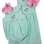 Embroidered Dogwood Flower Bubble - Mint Girls Bubbles + Rompers Sweet Dreams