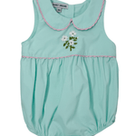 Embroidered Dogwood Flower Bubble - Mint Girls Bubbles + Rompers Sweet Dreams