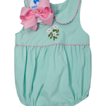 Embroidered Dogwood Flower Bubble - Mint Girls Bubbles + Rompers Sweet Dreams