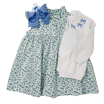 Embroidered Essential Cardigan - Blue Bows Girls Sweaters + Sweatshirts Little English