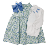 Embroidered Essential Cardigan - Blue Bows Girls Sweaters + Sweatshirts Little English