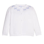 Embroidered Essential Cardigan - Blue Bows Girls Sweaters + Sweatshirts Little English