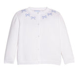 Embroidered Essential Cardigan - Blue Bows Girls Sweaters + Sweatshirts Little English