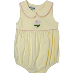 Embroidered Magnolia Flower Bubble - Yellow Girls Bubbles + Rompers Sweet Dreams
