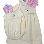 Embroidered Magnolia Flower Dress - Yellow Girls Occasion Dresses Sweet Dreams