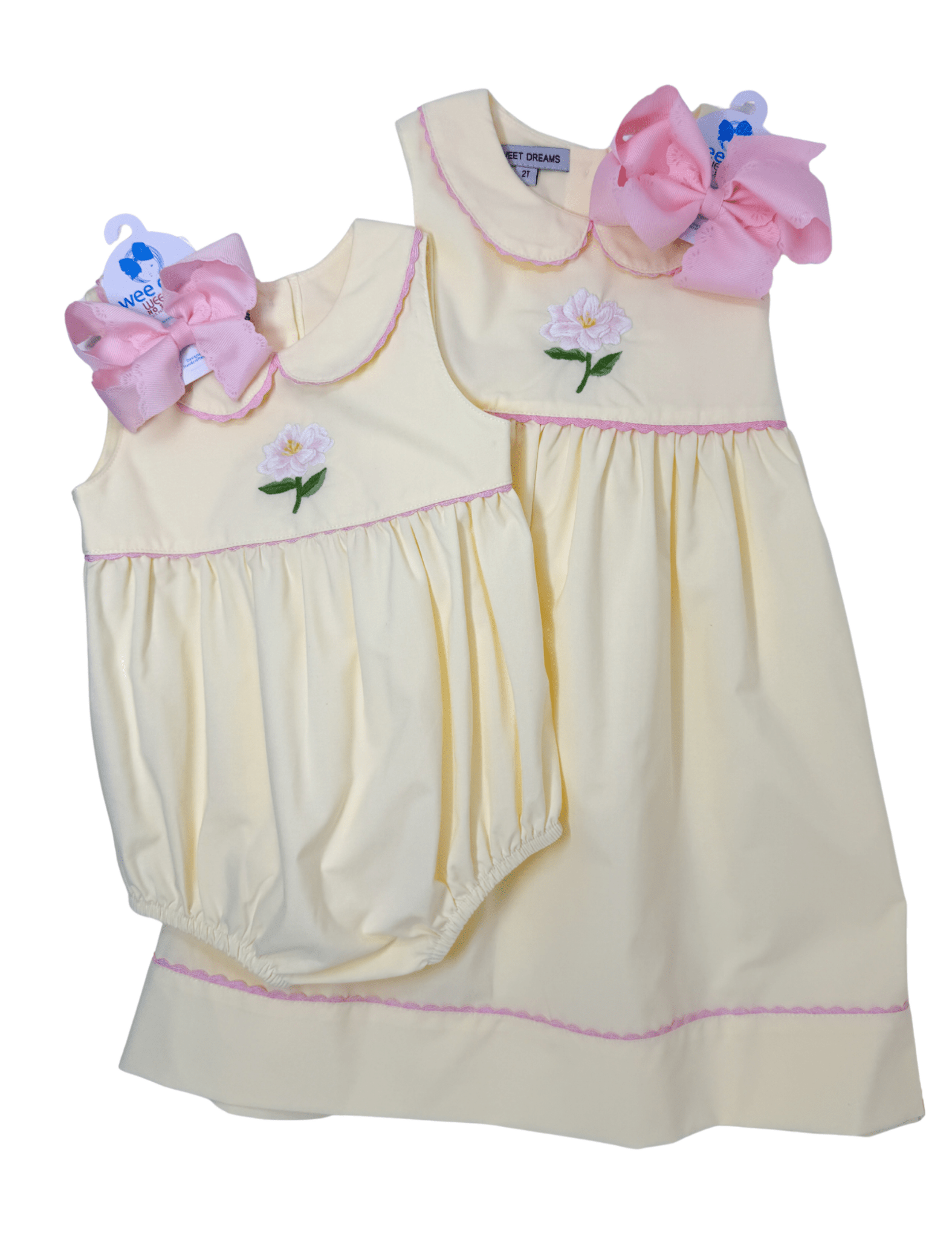 Embroidered Magnolia Flower Dress - Yellow Girls Occasion Dresses Sweet Dreams