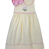 Embroidered Magnolia Flower Dress - Yellow Girls Occasion Dresses Sweet Dreams