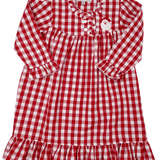Embroidered Santa Red Gingham Gown Kids Pajamas Sweet Dreams