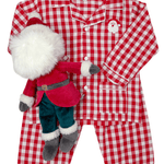 Embroidered Santa Red Gingham Pajamas Kids Pajamas Sweet Dreams