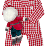 Embroidered Santa Red Gingham Pajamas Kids Pajamas Sweet Dreams