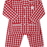 Embroidered Santa Red Gingham Pajamas Kids Pajamas Sweet Dreams
