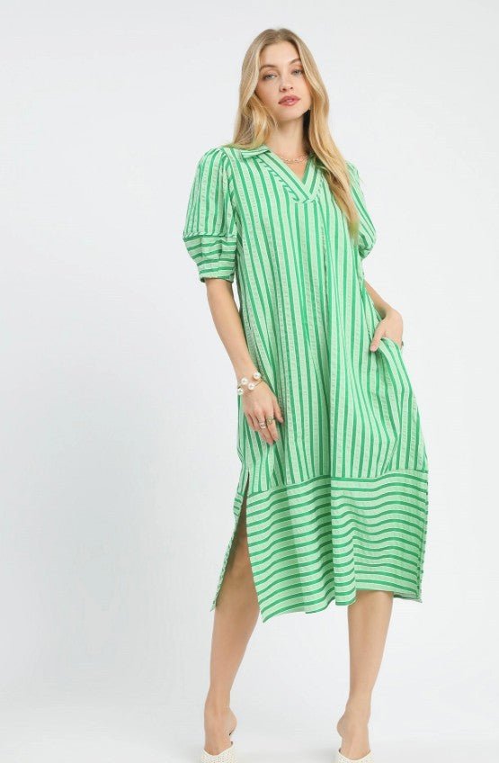 Emerald Breeze Stripe Dress Long Dresses Umgee