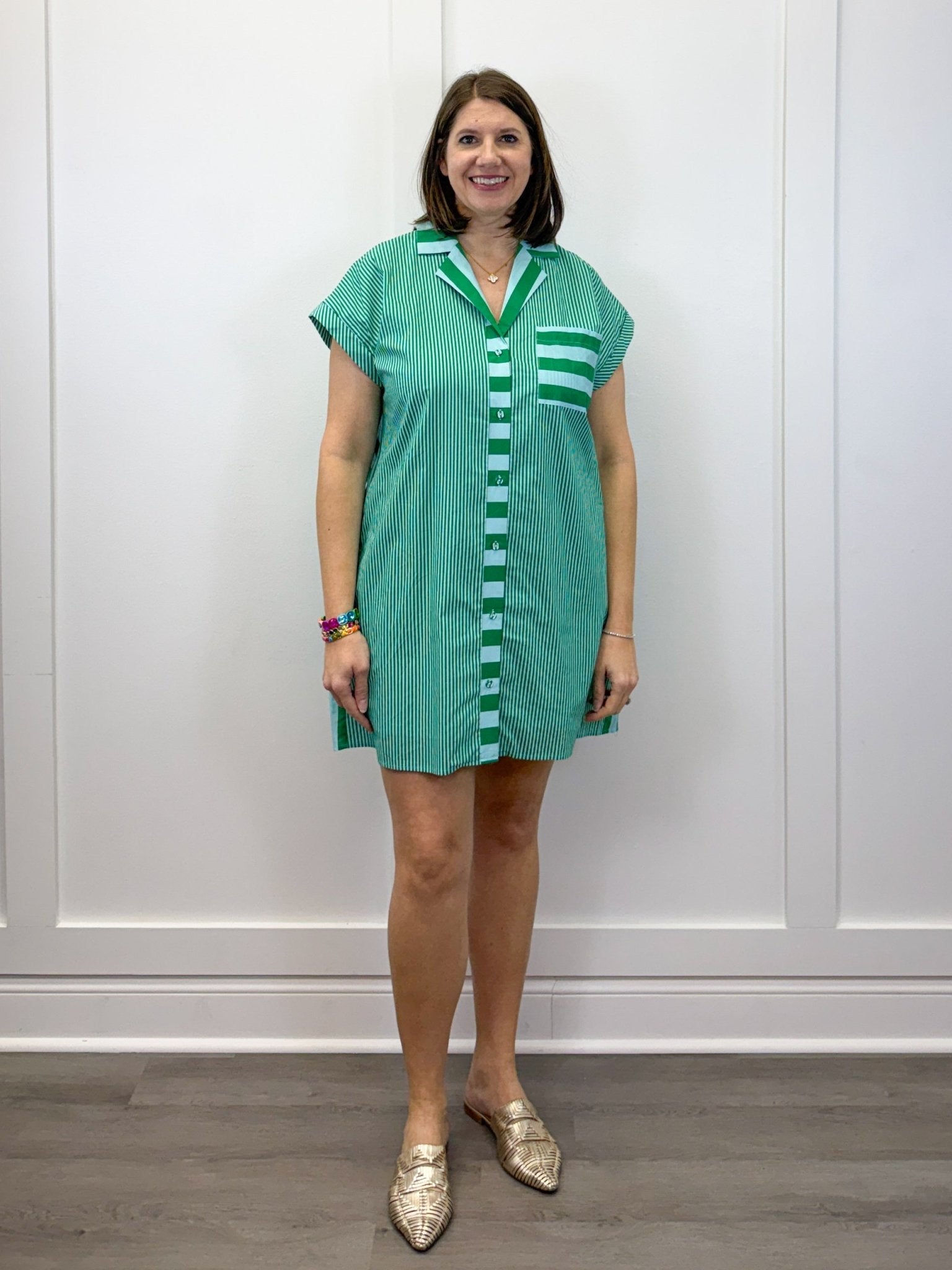 Emerald Picnic Shirt Dress - Green