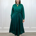 Emerald Twist Midi Dress Set Long Dresses Jodifl