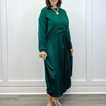 Emerald Twist Midi Dress Set Long Dresses Jodifl