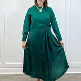 Emerald Twist Midi Dress Set Long Dresses Jodifl