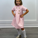 Emerson Dress - Lt. Pink Sparkle Tweed Girls Occasion Dresses The Oaks Apparel Company