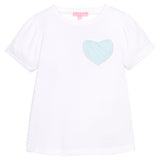 Essential Tee - Aqua Seersucker Heart Girls Tops + Tees Bisby