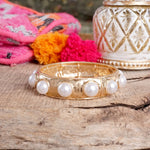 Eternity Statement Bangle Gold Tone - Pearl Bracelets PennyLine inc