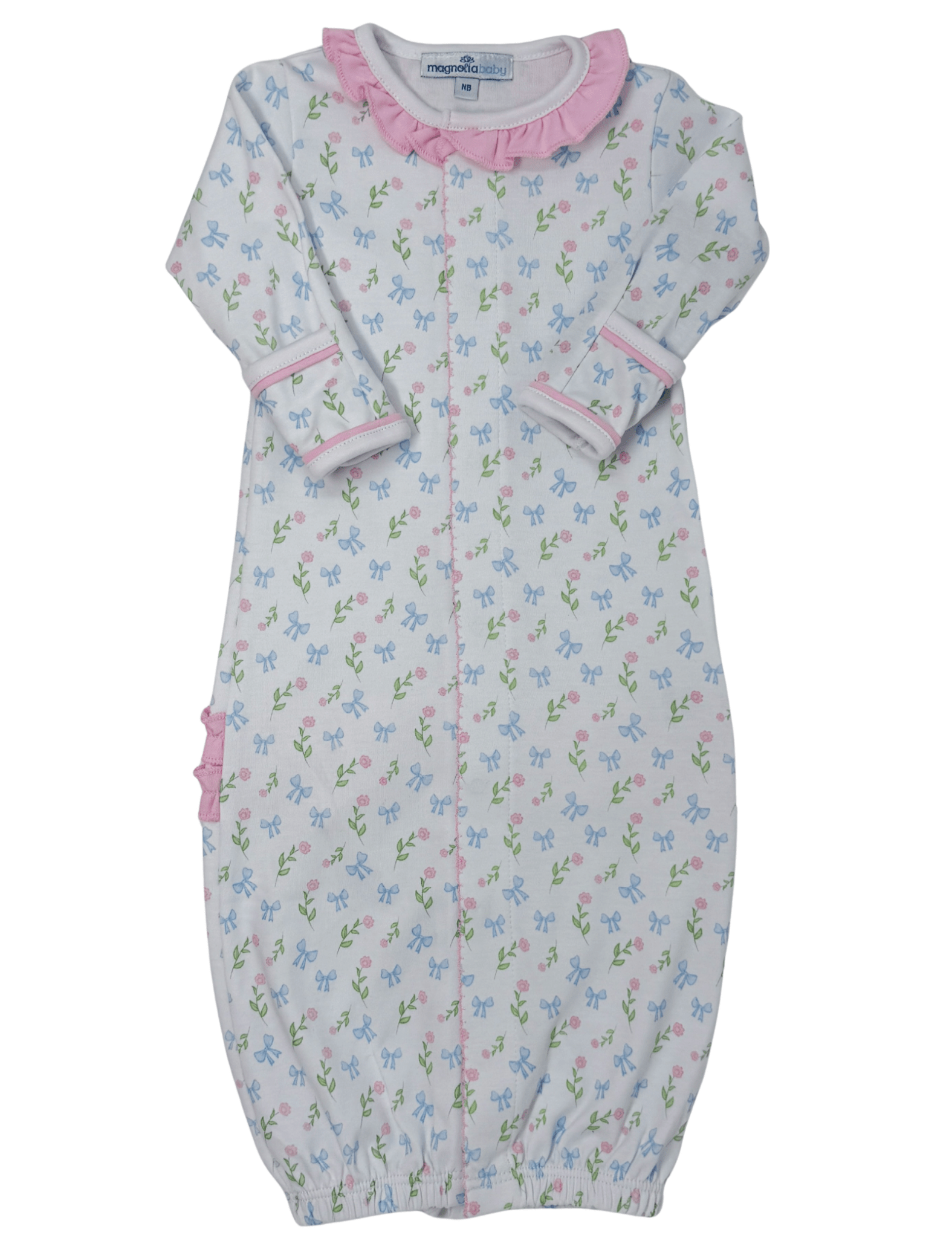 Evelyn's Classics Print Ruffle Converter - Sky Blue Baby Sleepwear Magnolia Baby