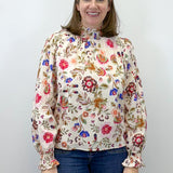Everly Floral Smock Neck Blouse Tops &Merci