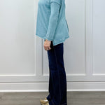 Exposed Seam Brushed Tee - Dusty Teal Tops Zenana