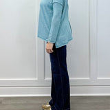 Exposed Seam Brushed Tee - Dusty Teal Tops Zenana