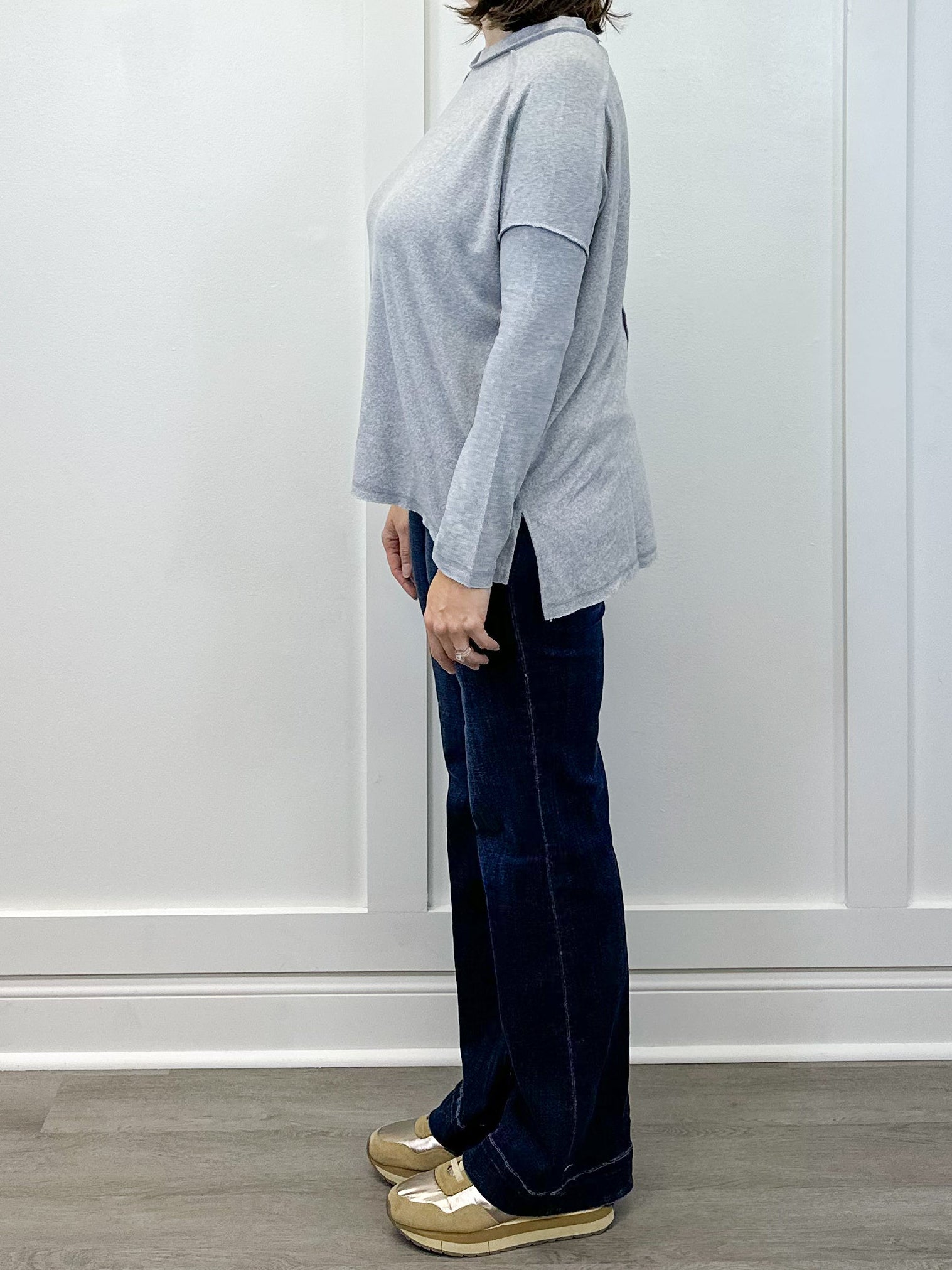 Exposed Seam Brushed Tee - Heather Grey Tops Zenana