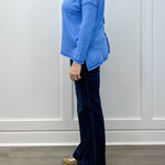 Exposed Seam Brushed Tee - Ocean Blue Tops Zenana