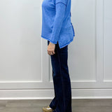 Exposed Seam Brushed Tee - Ocean Blue Tops Zenana